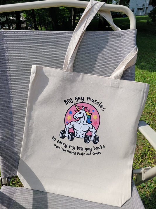Big gay muscles canvas tote bag